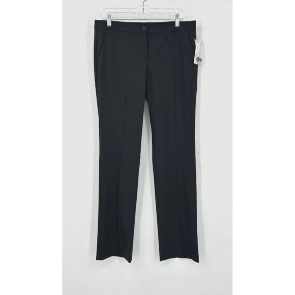 NEW THEORY rosel tailor pants trousers mid rise straight leg wool crepe black 10 - Picture 3 of 8